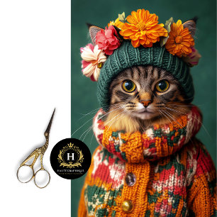 Papier Mousseline Chapeau de Sweat d'Automne Vintage Chat Tabby en D