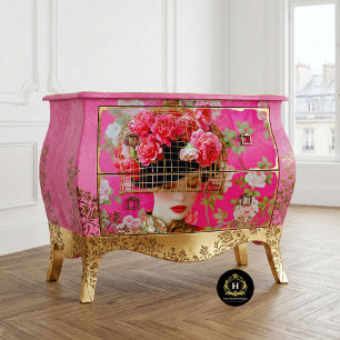 Papier Mousseline Chapeau élégant en cage à oiseaux florale rose déc