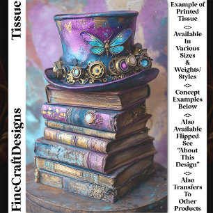 Papier Mousseline Chapeau Steampunk & Livres de Fantasy CZ5L Découp