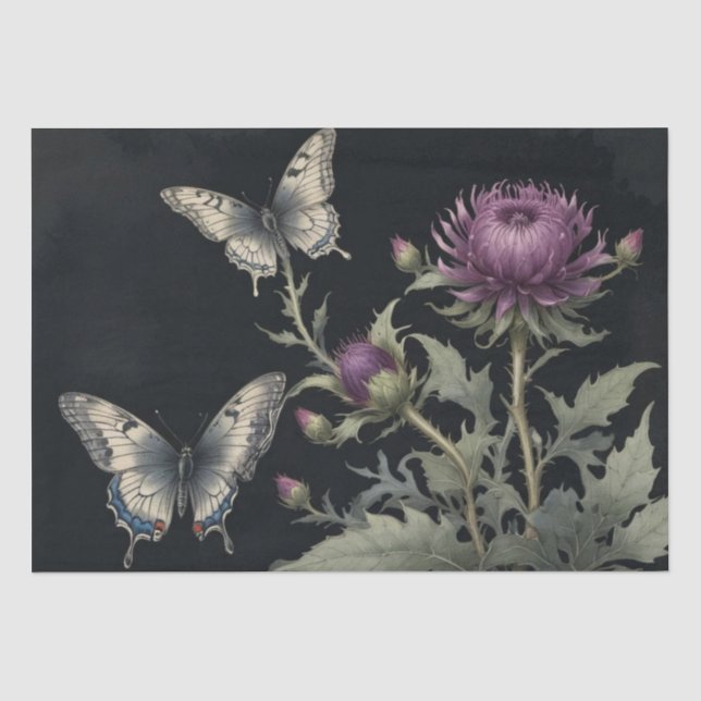 Papier Mousseline Chardons et Papillons (Recto)