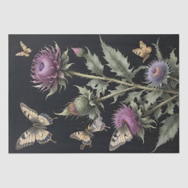 Papier Mousseline Chardons et Papillons (Recto)