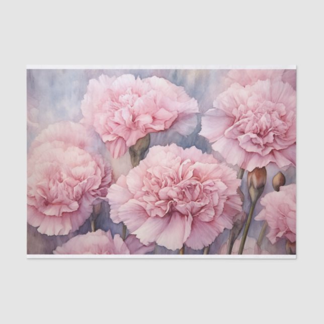 Papier Mousseline Charmante Carnation rose Aquarelle Art (Recto)