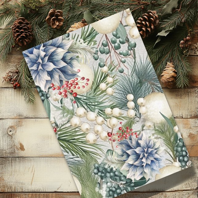 Papier Mousseline Charmante décoration en ivoire de Noël bleu rouge (Créateur téléchargé)