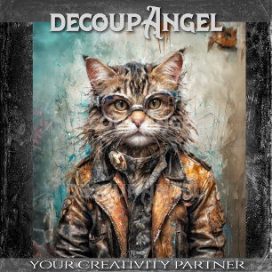 Papier Mousseline Charme Feline - Découpage de style Vintage