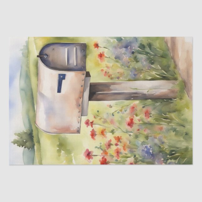 Papier Mousseline Charme rural : Boîtes aux lettres, fleurs et ferme (Recto)