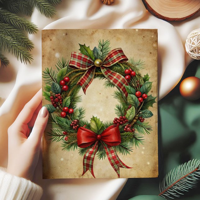 Papier Mousseline Charming Christmas wreath tissue paper rustic tone (Charming Christmas wreath tissue paper rustic tone)