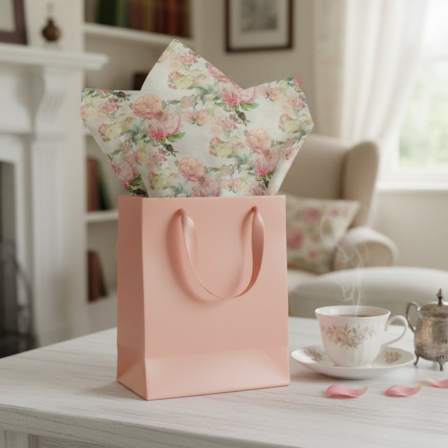 Papier Mousseline Charming Shabby Chic rose Floral Rose Motif d'art (Créateur téléchargé)