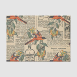 Papier Mousseline Charming Vintage Bird Decoupage Papier de tissus