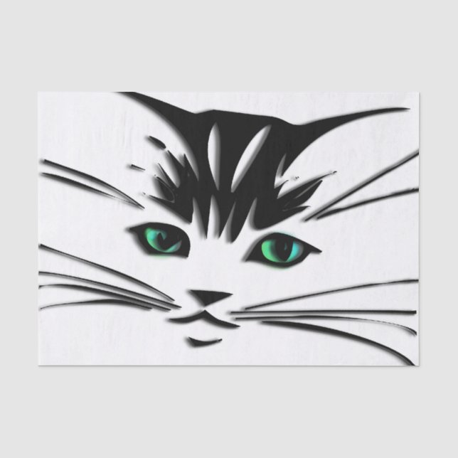 Papier Mousseline Chat à oeil vert (Recto)