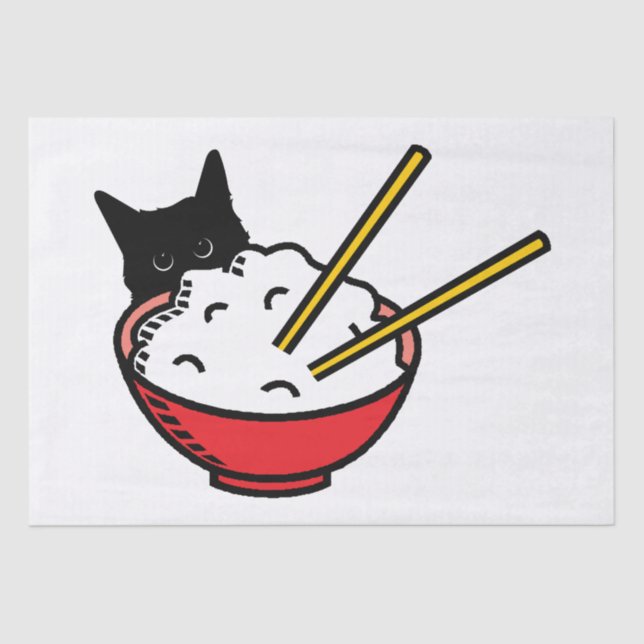 Papier Mousseline Chat aime le riz (Recto)