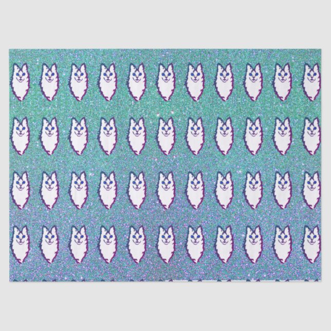 Papier Mousseline Chat Angora turc - Angora bleu (Recto)