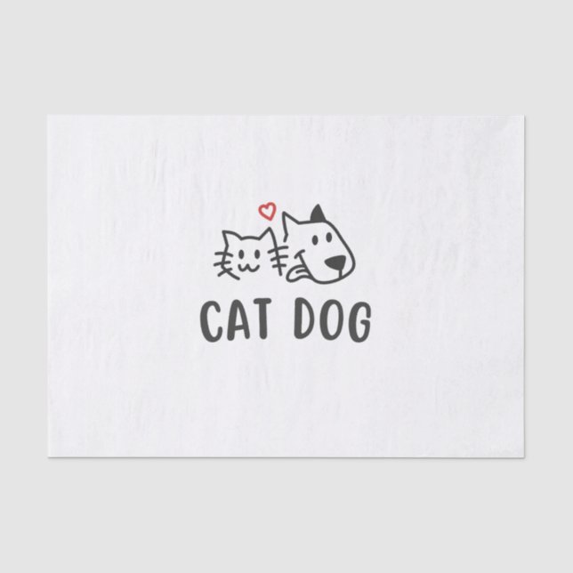 Papier Mousseline Chat Chien – Conception de chat et de chien minima (Recto)