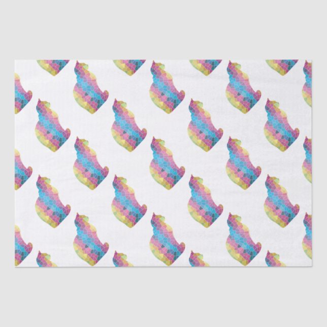 Papier Mousseline Chat coloré (Recto)