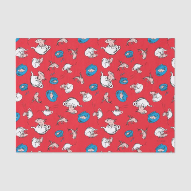 Papier Mousseline Chat Dans Le Casquette | Le Motif rouge poisson (Recto)