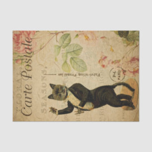 Papier Mousseline Chat de danse vintage habillé en Tuxedo Français
