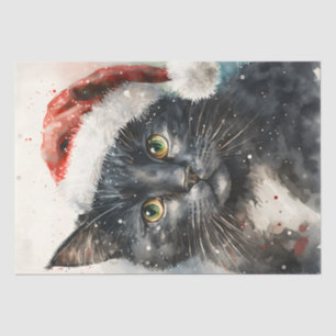 Papier Mousseline Chat de Noël mignon