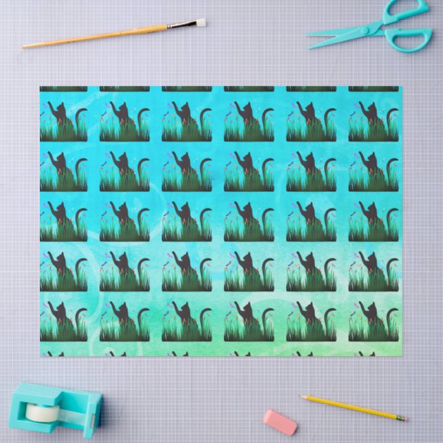 Papier Mousseline Chat & Dragons  (Artisanat)