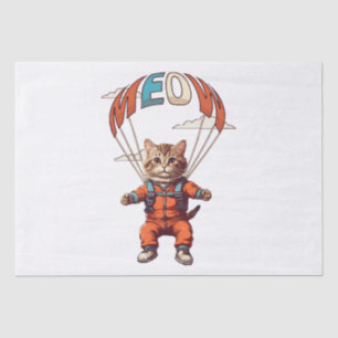 Papier Mousseline Chat drôle de parachutisme