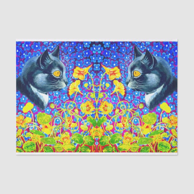 Papier Mousseline Chat en fleurs (Recto)