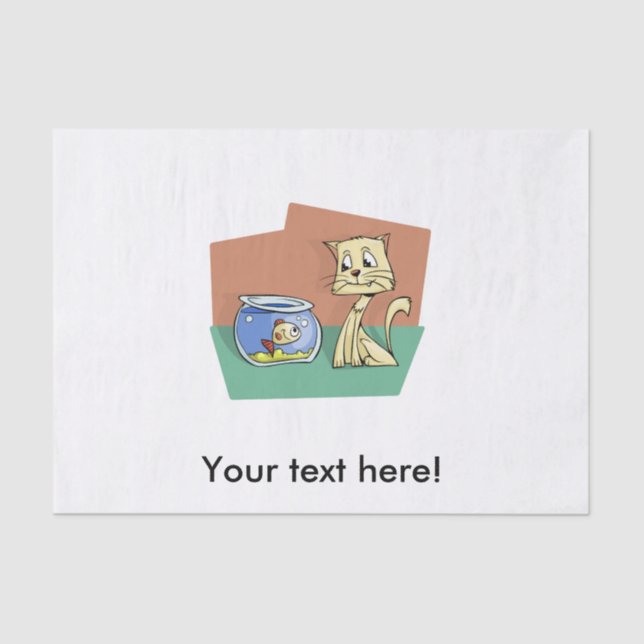 Papier Mousseline Chat et cuvette de poisson (Recto)
