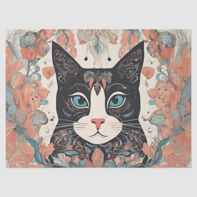 Papier Mousseline Chat Fantaisiste (Recto)