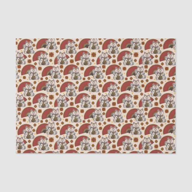 Papier Mousseline Chat Maneki Neko  (Recto)