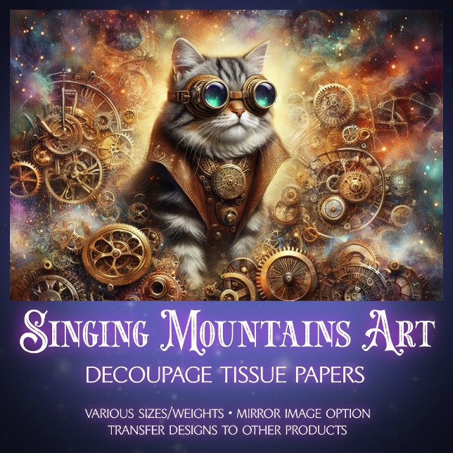 Papier Mousseline Chat mécanique cosmique Dream World Decoupage (Créateur téléchargé)