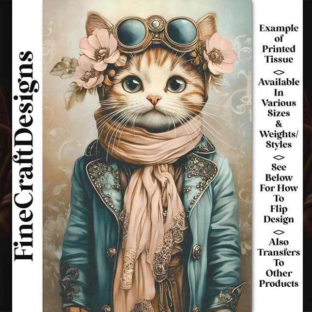 Papier Mousseline Chat Mignon Fantaisiste Steampunk + Découpe BH2 Éc (Créateur téléchargé)