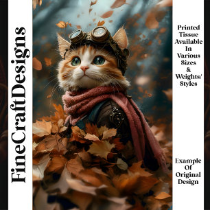 Papier Mousseline Chat Mignon Réfléchi Dans Les Feuilles D'automne S