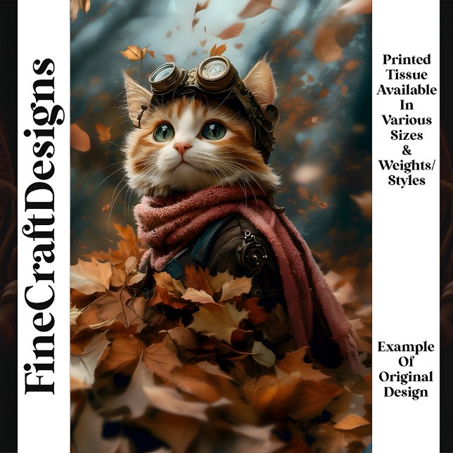 Papier Mousseline Chat Mignon Réfléchi Dans Les Feuilles D'automne S (Créateur téléchargé)