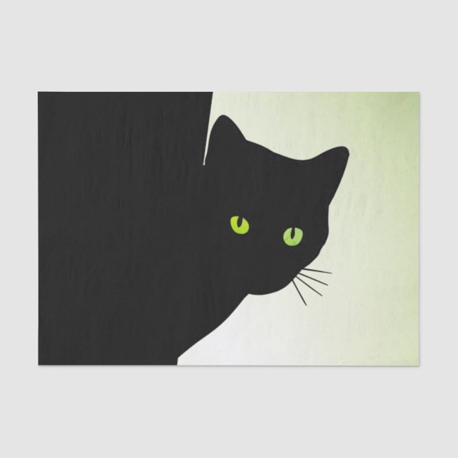 Papier Mousseline Chat noir à oreille verte (Recto)