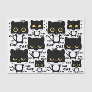 Papier Mousseline Chat noir amusant avec les grands yeux