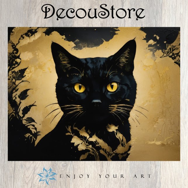 Papier Mousseline Chat noir au yeux dorés découpage (Créateur téléchargé)