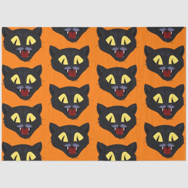 Papier Mousseline Chat noir d'Halloween (Recto)