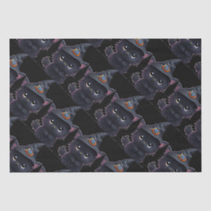 Papier Mousseline Chat noir d'Halloween blanc mignon