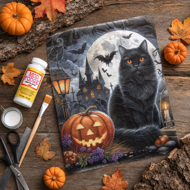 Papier Mousseline Chat noir d'Halloween découpage épouvantable (Créateur téléchargé)