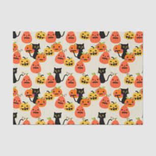 Papier Mousseline Chat noir d'Halloween mignonne et Citrouilles scul