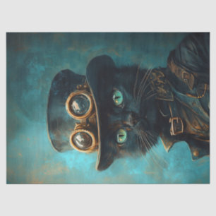 Papier Mousseline Chat noir en Costume Steampunk Découpage