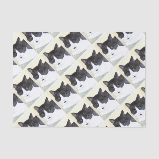 Papier Mousseline Chat noir et blanc (Recto)