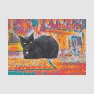 Papier Mousseline Chat Noir Mignon Découpage Abstrait Coloré