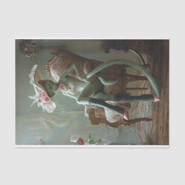 Papier Mousseline Chat nommé Adaline qui (Recto)