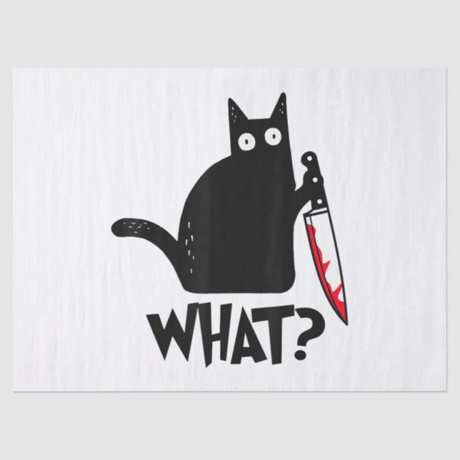 Papier Mousseline Chat Qu'est-ce que_ Drôle Chat Noir  (Recto)