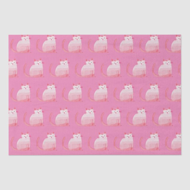 Papier Mousseline Chat rose (Recto)