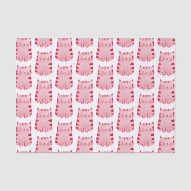 Papier Mousseline Chat rose blanc mignon Anniversaire (Recto)