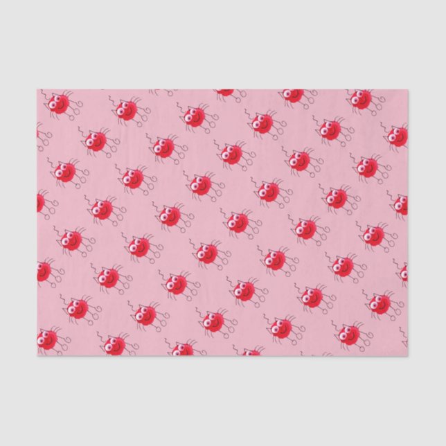 Papier Mousseline Chat Rouge Dessin Drôle Rose (Recto)