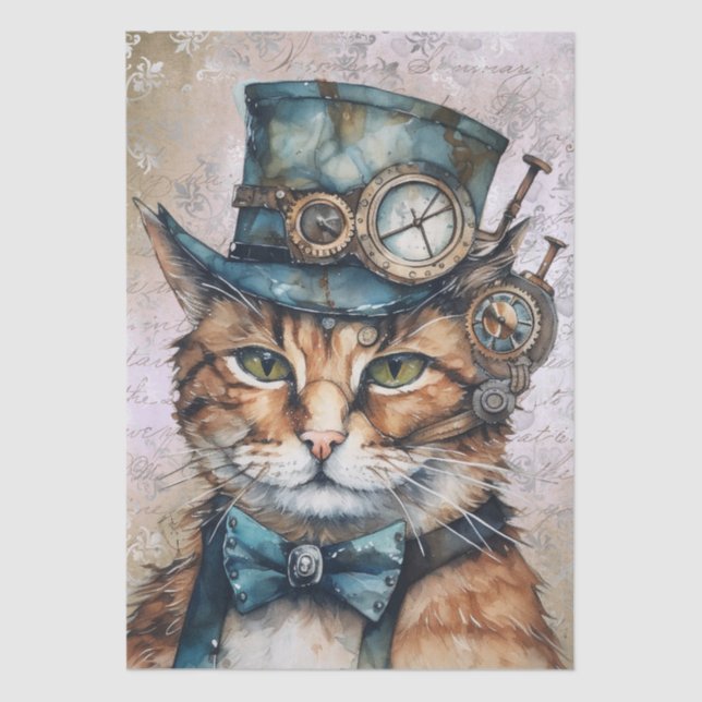 Papier Mousseline Chat Steampunk (Recto)