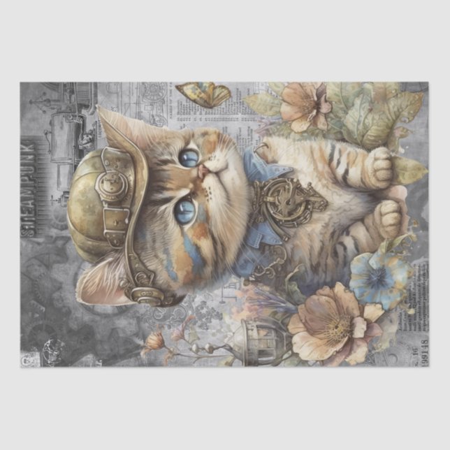 Papier Mousseline Chat Steampunk (Recto)