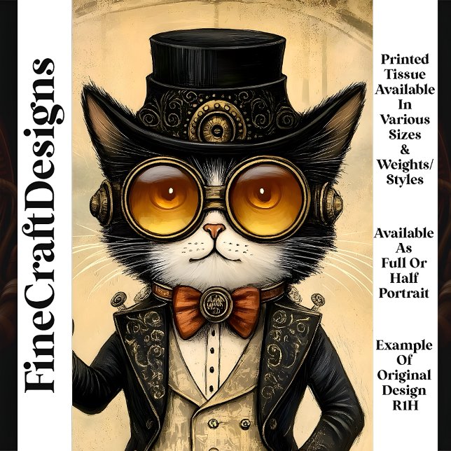 Papier Mousseline Chat Steampunk Chic Anthropomorphe R1H Découpage (Créateur téléchargé)
