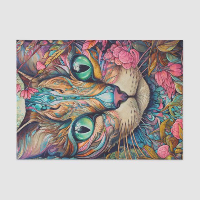 Papier Mousseline Chat tabby abstrait moderne (Recto)