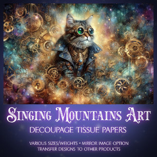 Papier Mousseline Chat vapeur gothique Voyage céleste Découpage